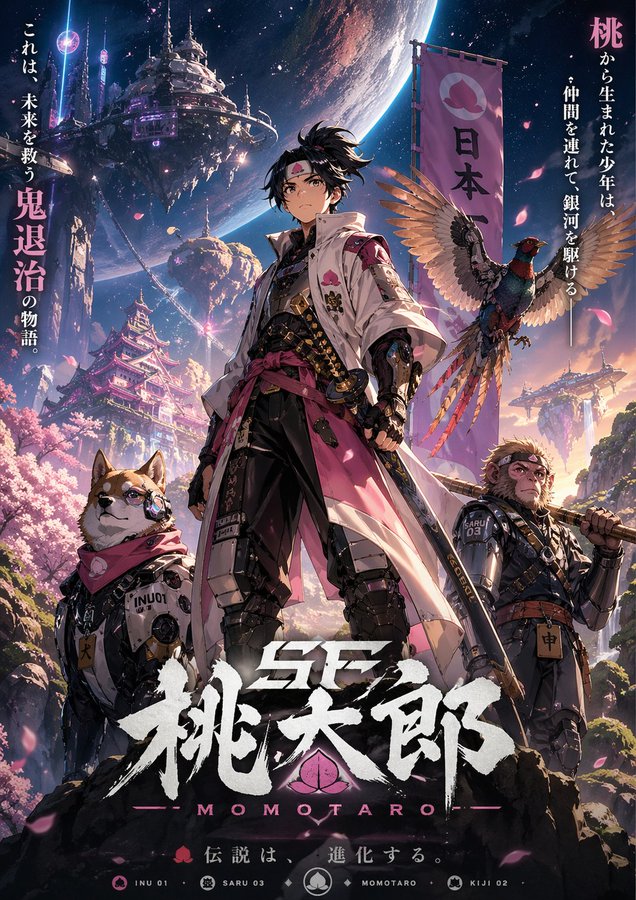 Cyber Sci-Fi Momotaro Key Visual
