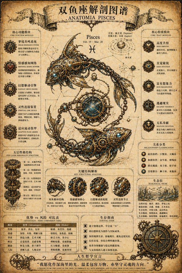 Steampunk Sagittarius Anatomy Diagram