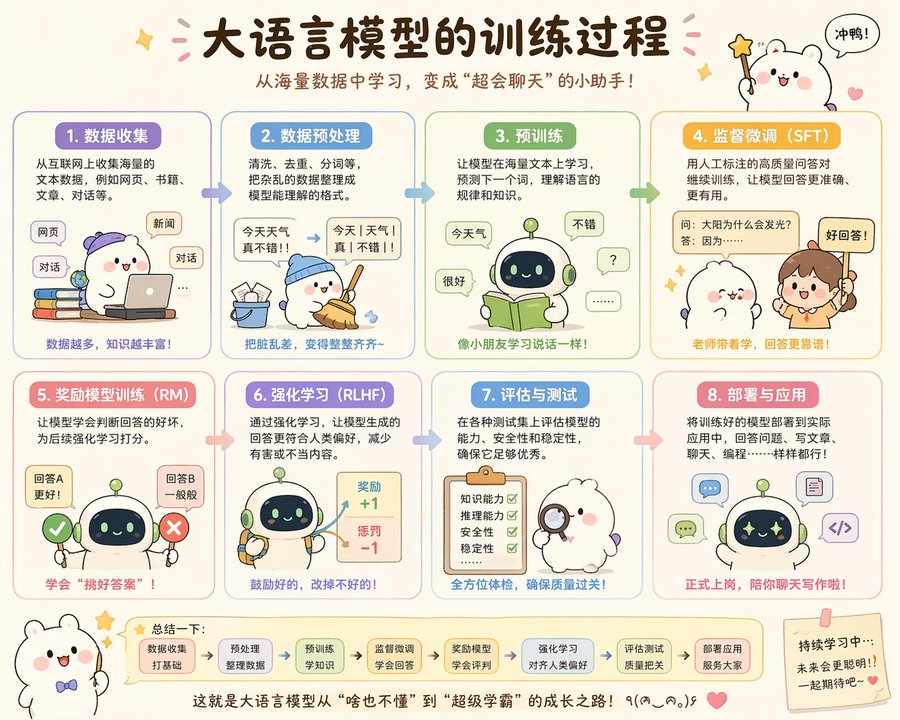 Cute Large Language Model Training Diagram