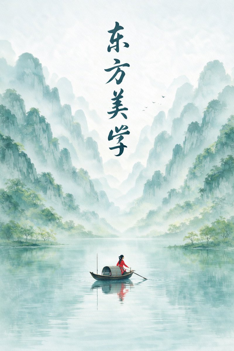 Spring zen ink mountains poster