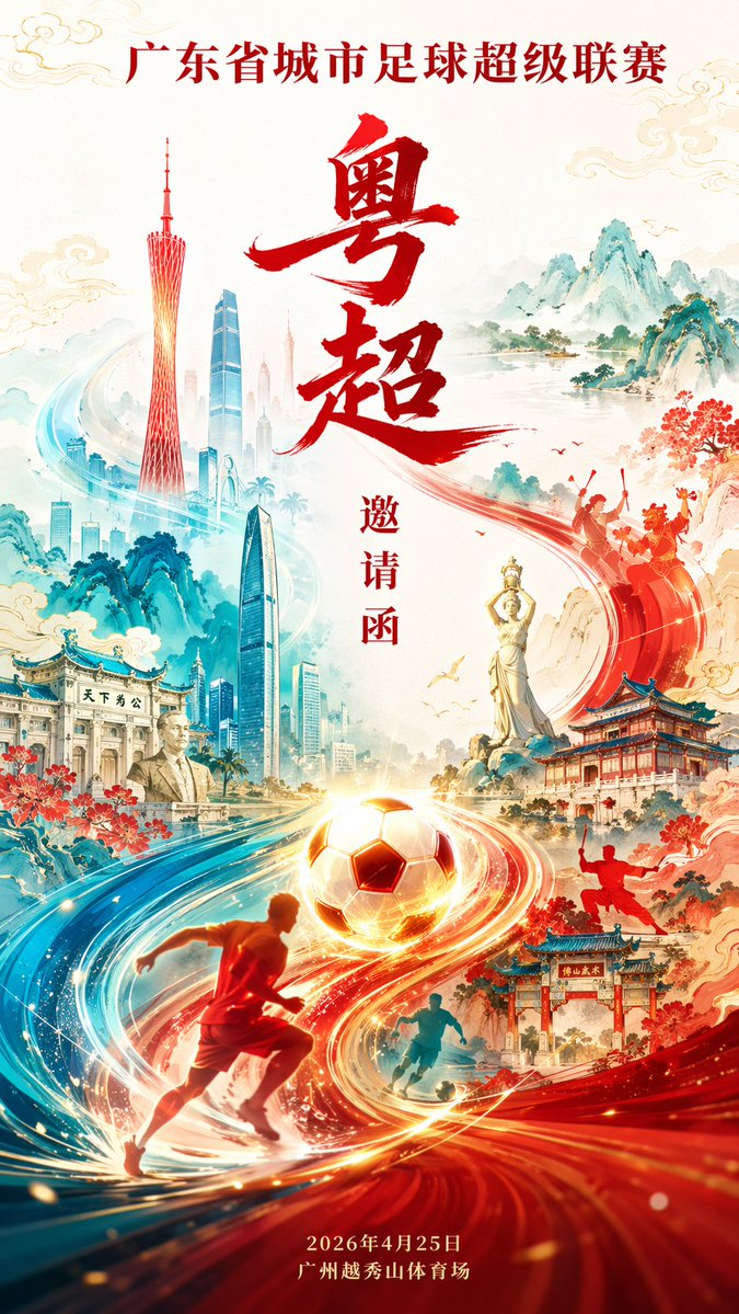 Guangdong Football League Chinese-Style Invitation Poster