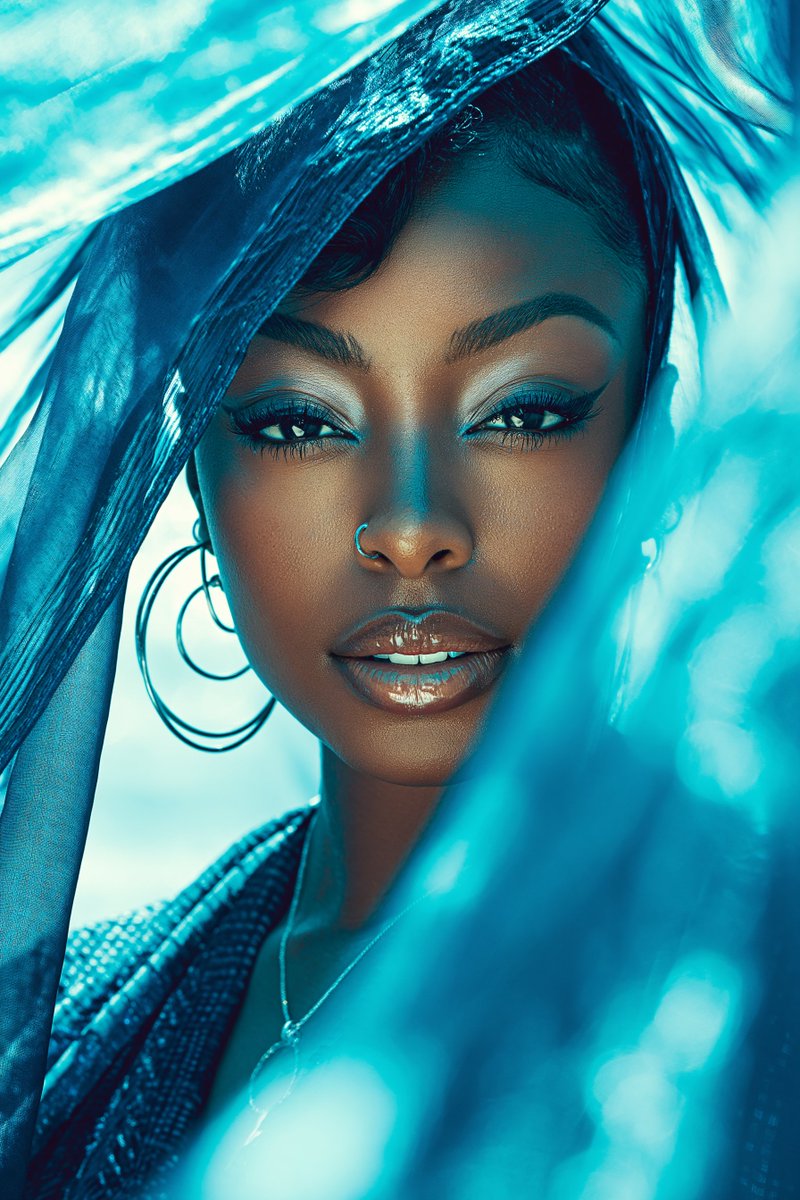 Glamorous Black Woman Seaside Photography