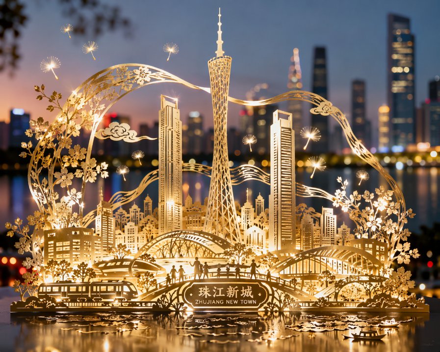 Zhujiang New Town Paper-Cut Nightscape