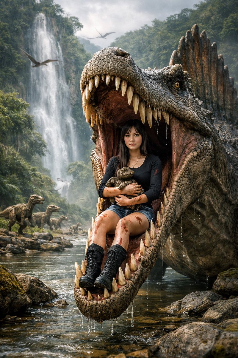 Girl in a Spinosaurus's Jaws: Prehistoric Spectacle