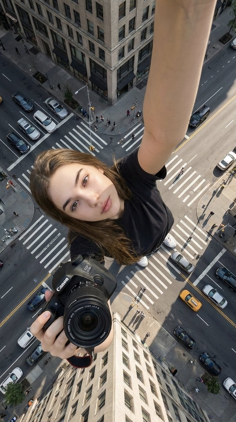 Giant Girl City View Selfie