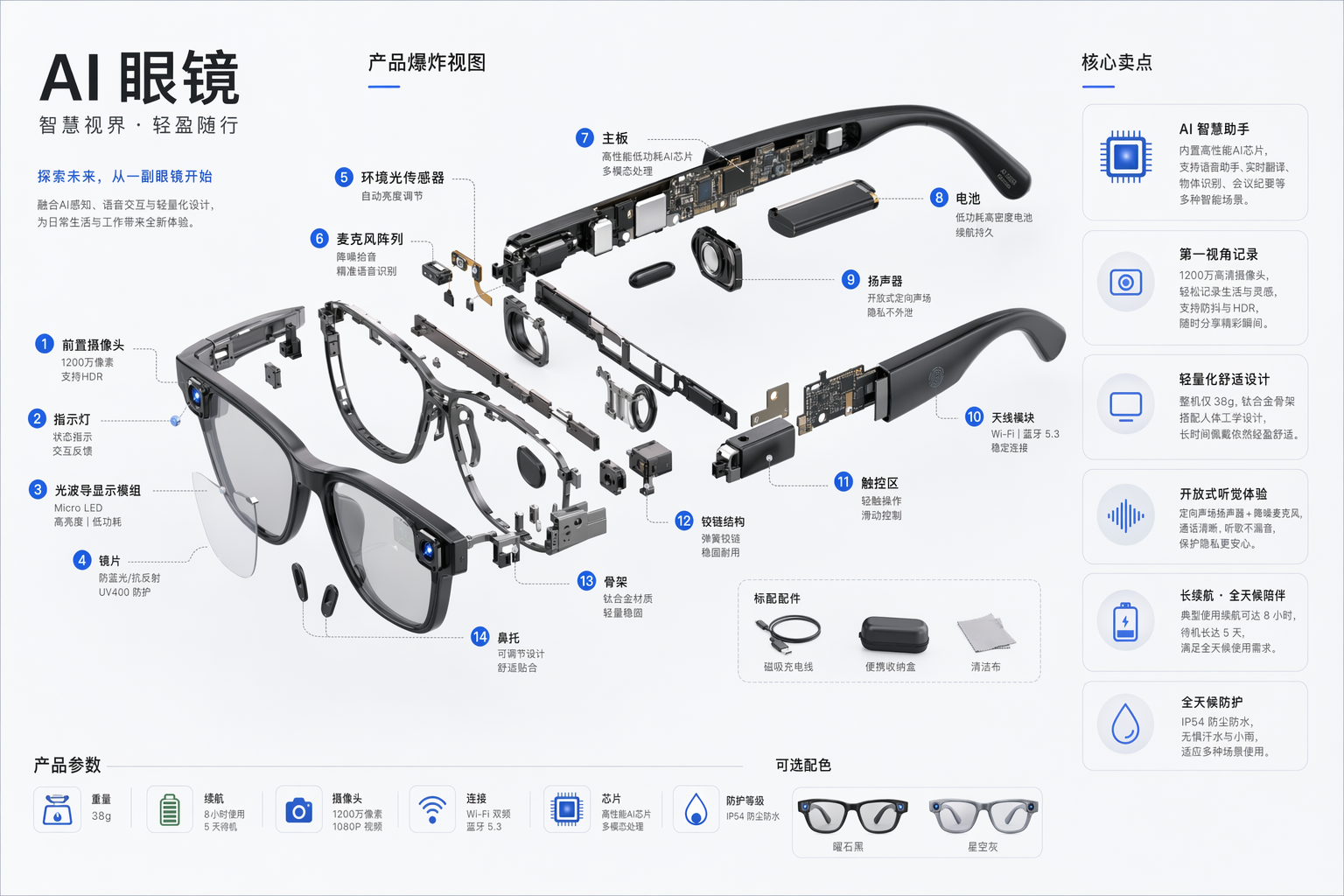 AI Glasses Exploded Diagram