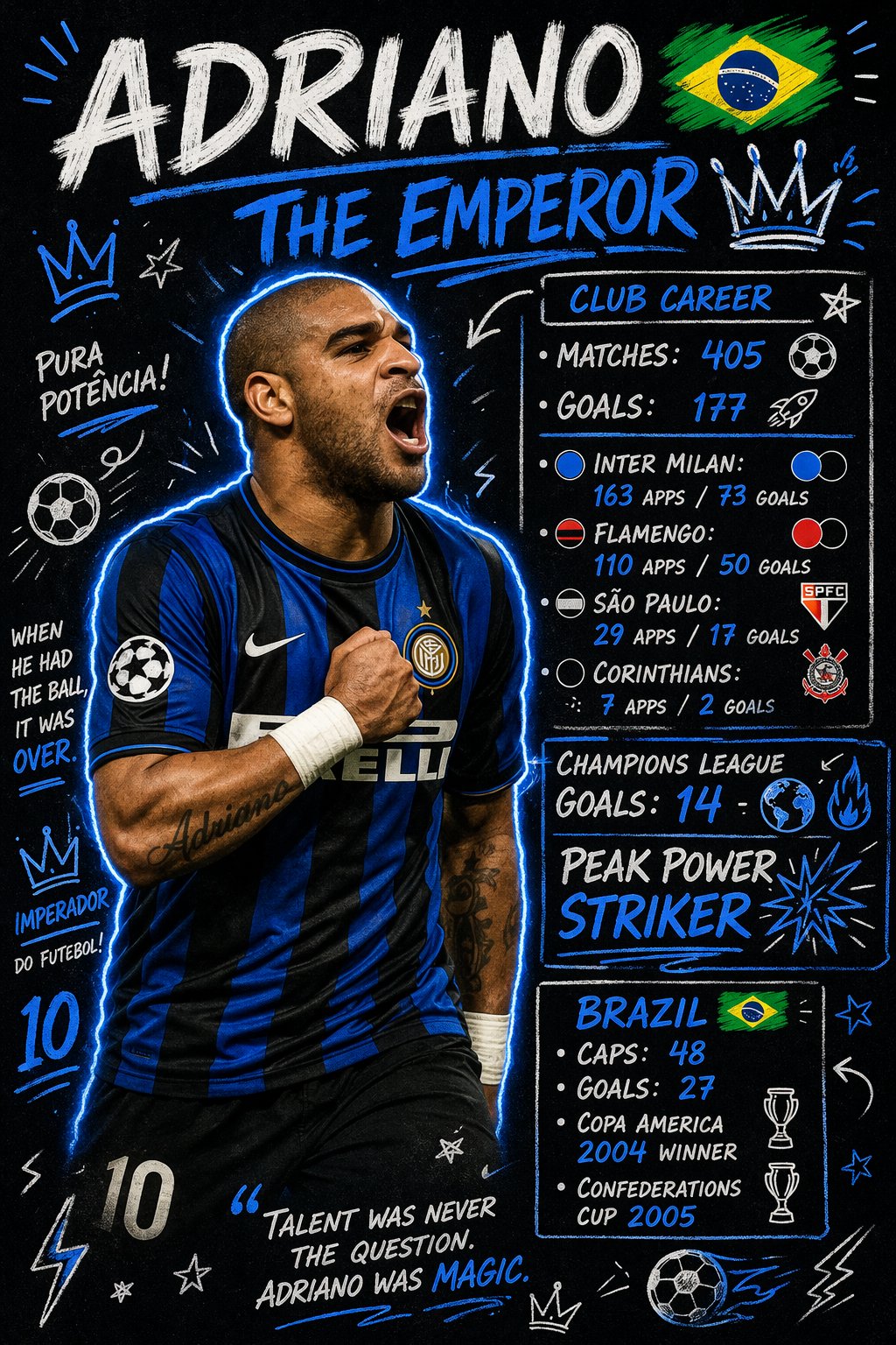 Football Player Stats Doodle Poster
