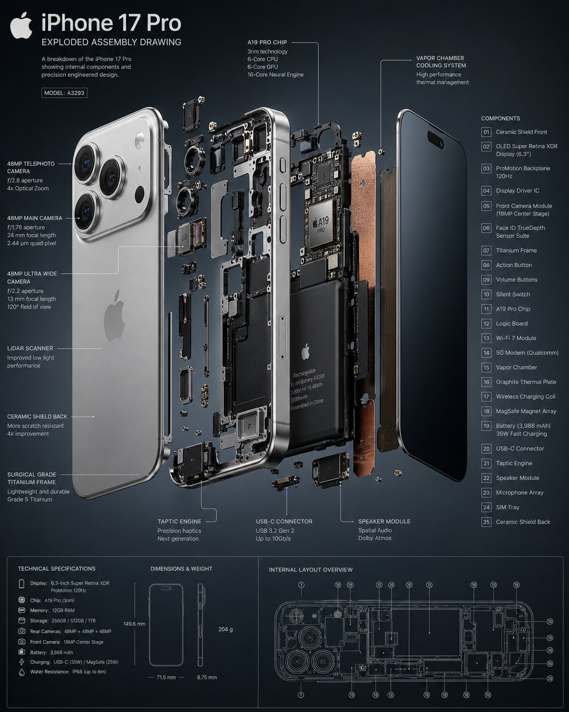 Exploded mobile phone