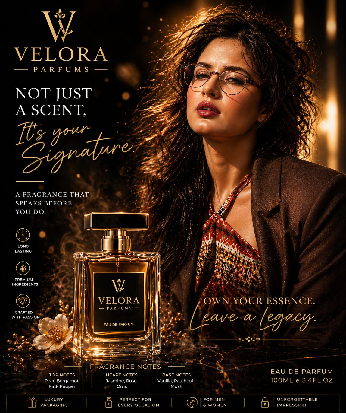 VELORA Luxury Perfume Ad Poster
