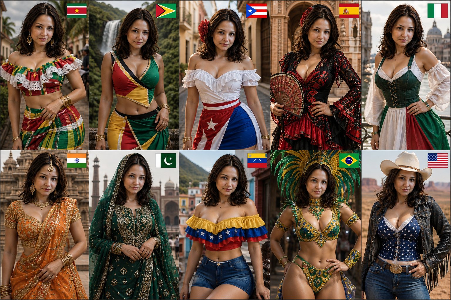 Traditional Clothing from Ten Countries: Fashion Collage