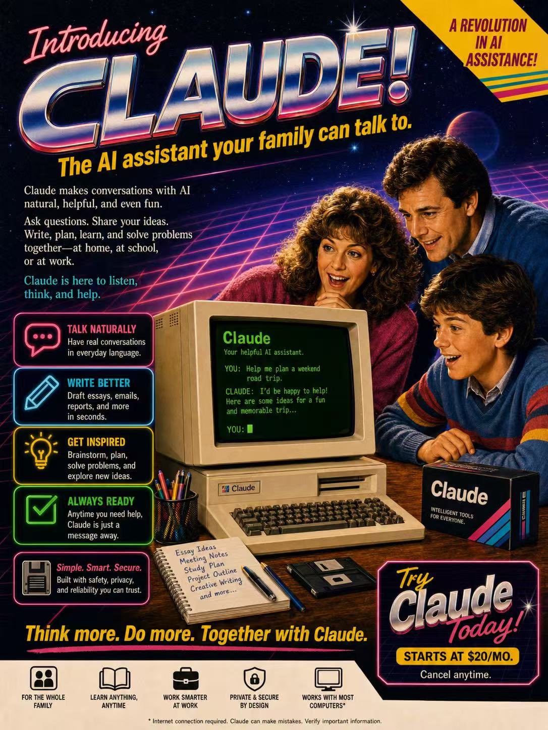 1980s Claude Vintage Magazine Ad