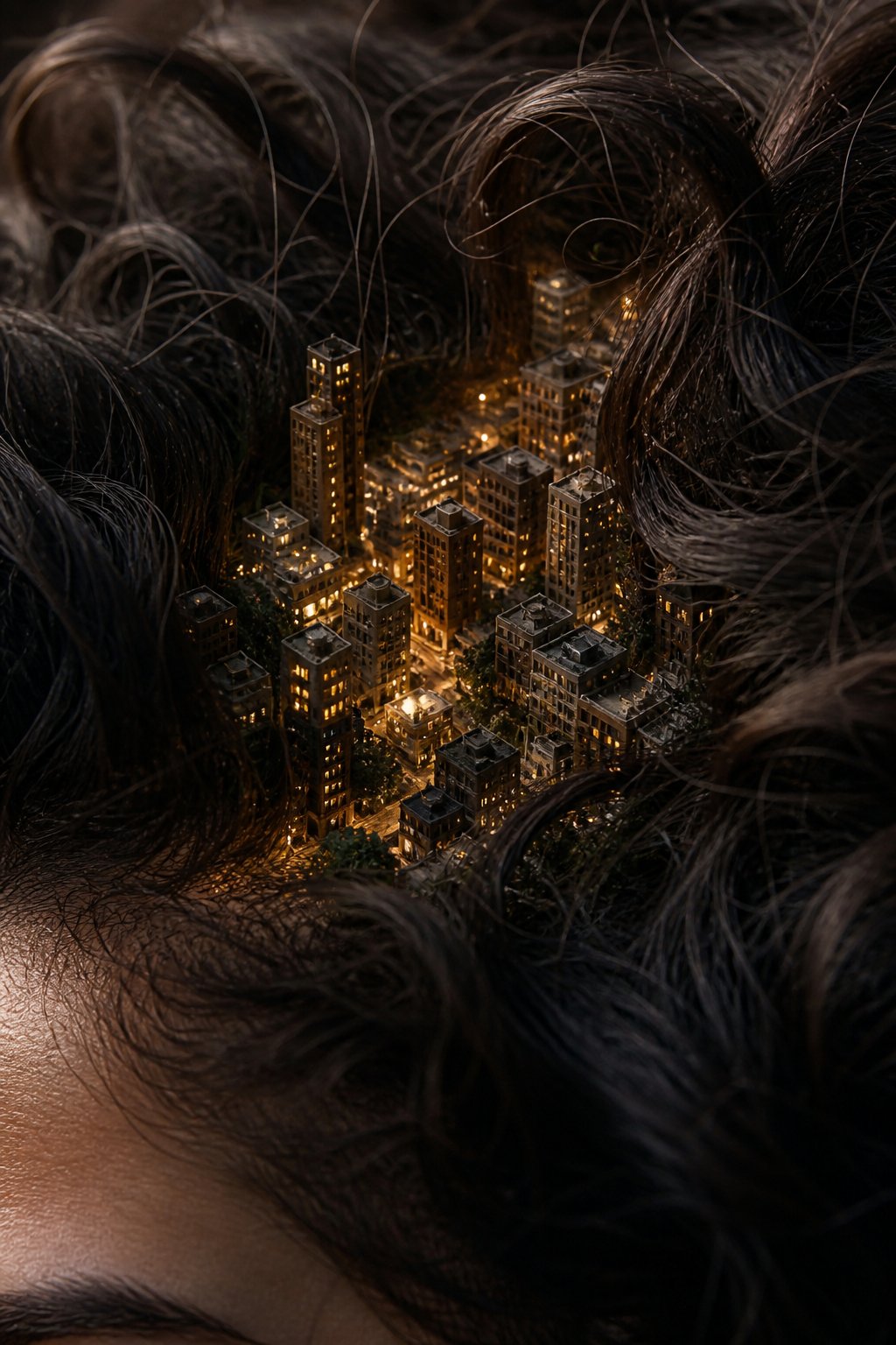 micro city in hair