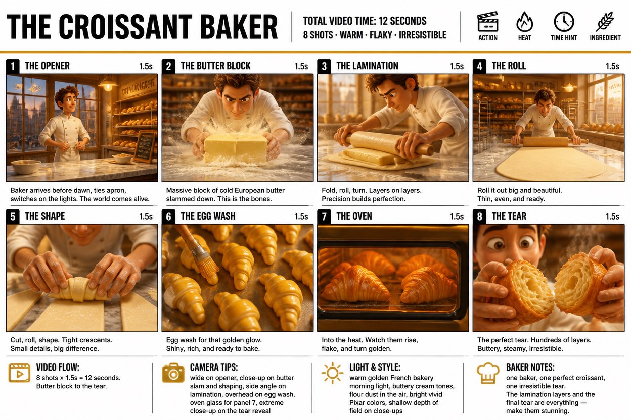 Croissant Baking Process Storyboard
