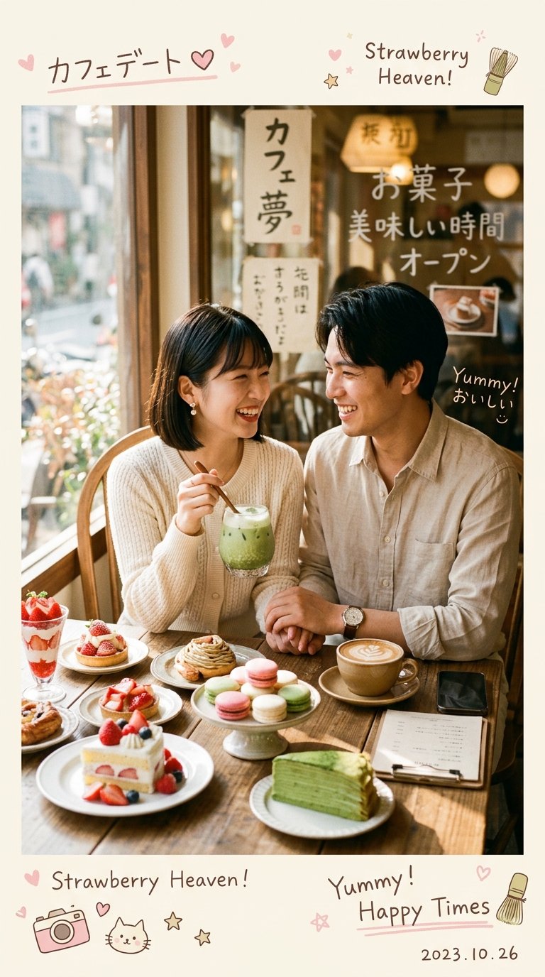 Japanese and Korean Cafe Couple Portrait