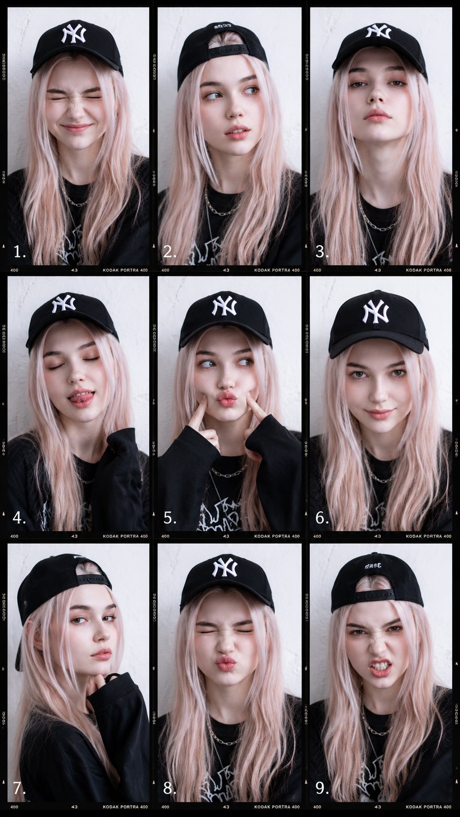 Nine-Frame Fashion Portrait Collage