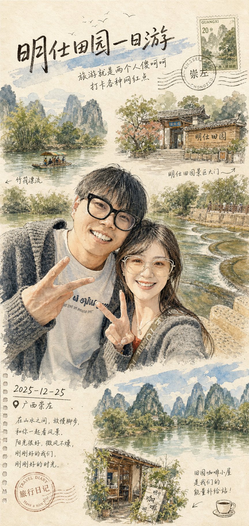 Travel Photo as an Ink-Wash Postcard