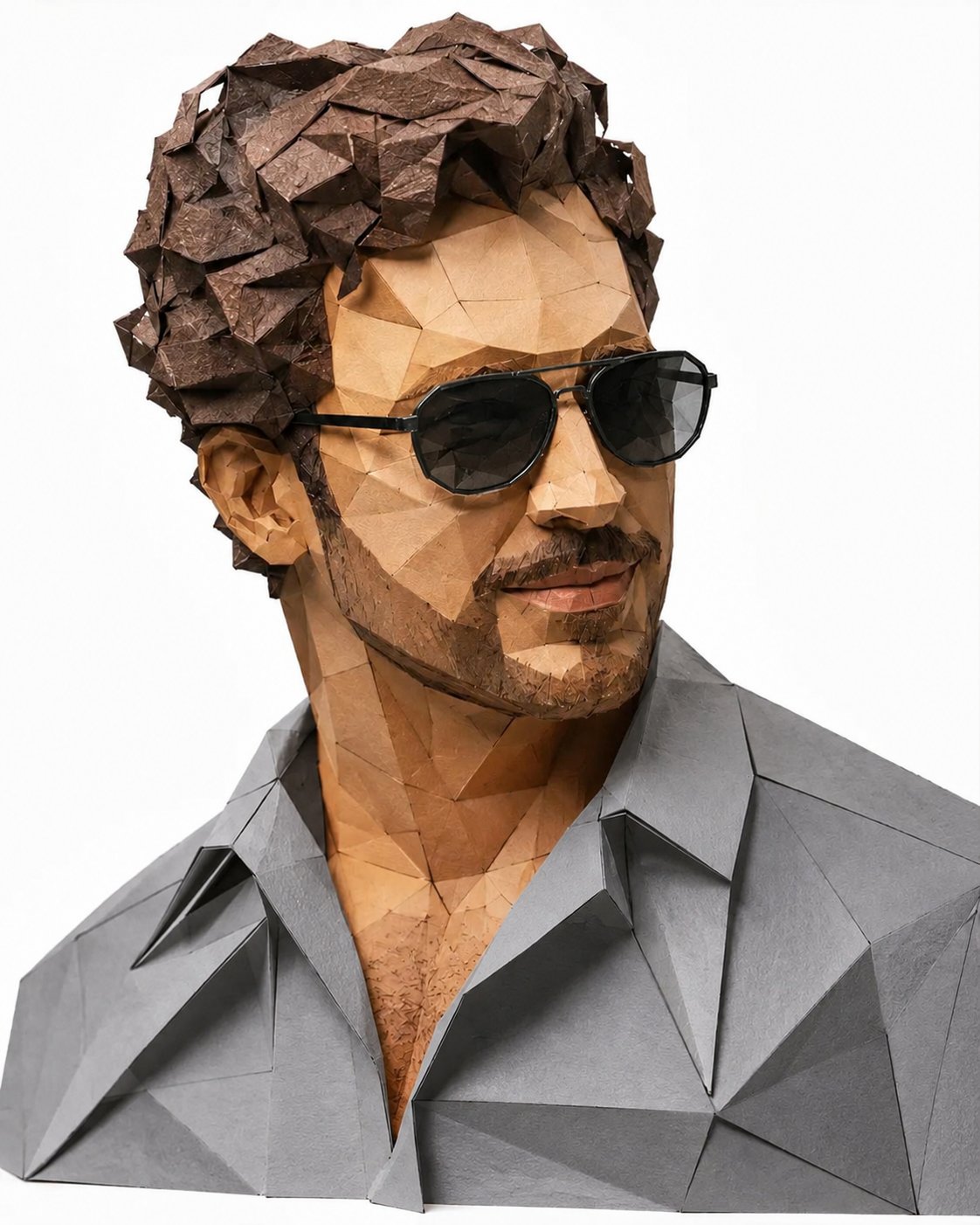 Low polygon paper art man portrait