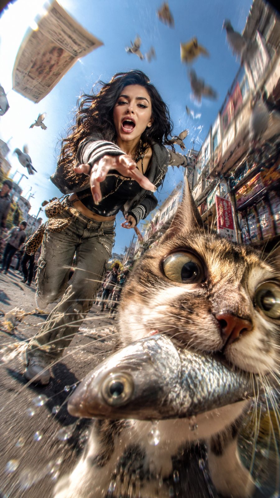 Chasing a Cat at a Fish Market: CCD Street Photo