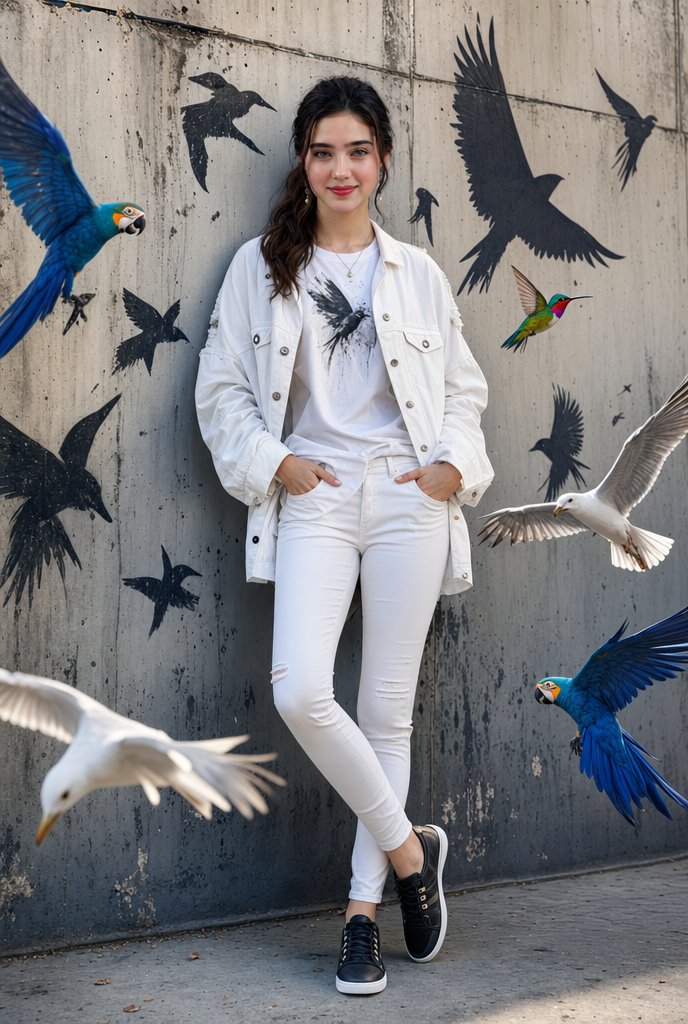 Urban Street Portrait with Birds