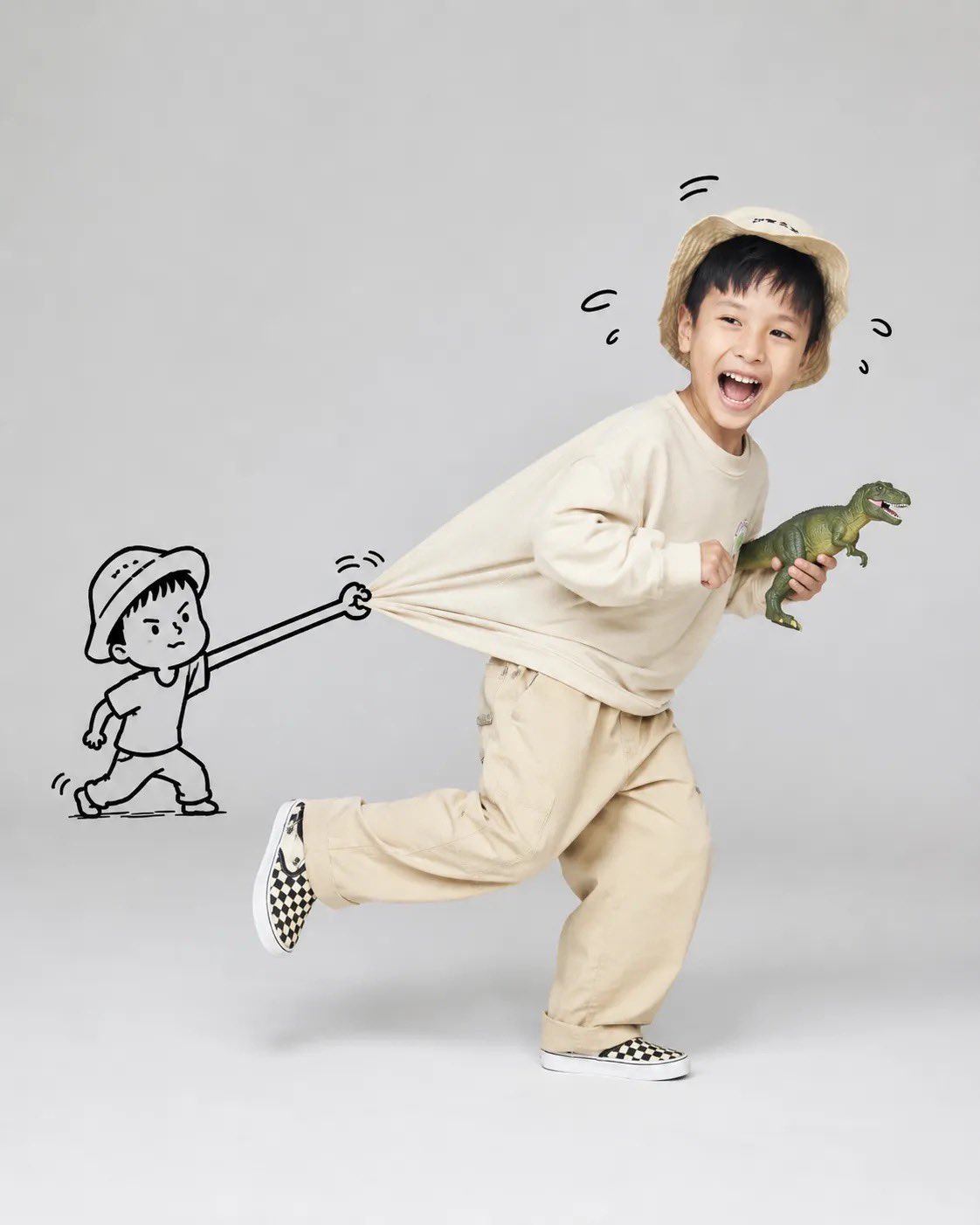 Running Studio Portrait with Doodle Clothing