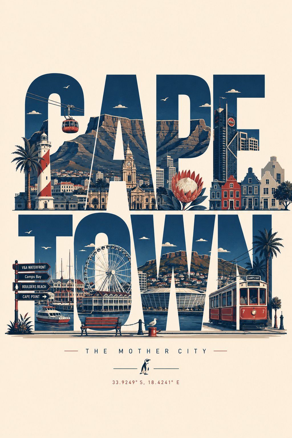 City Name and Landmark Travel Poster
