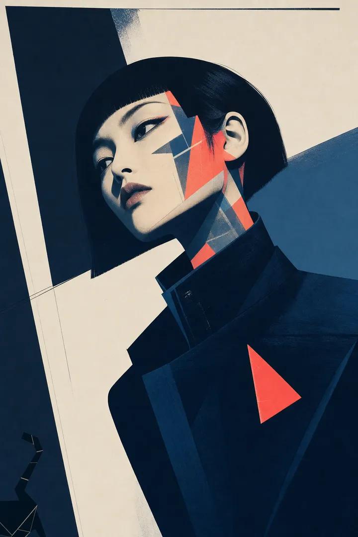 Hard edge modern art portrait