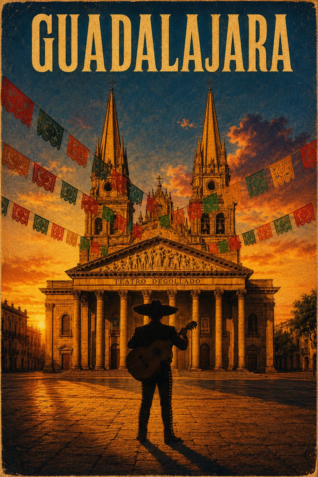 Guadalajara Vintage Cinema Travel Poster