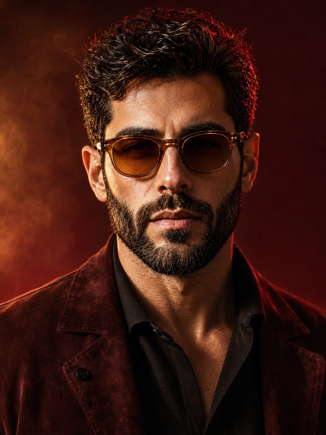 Burgundy Studio Menswear Portrait