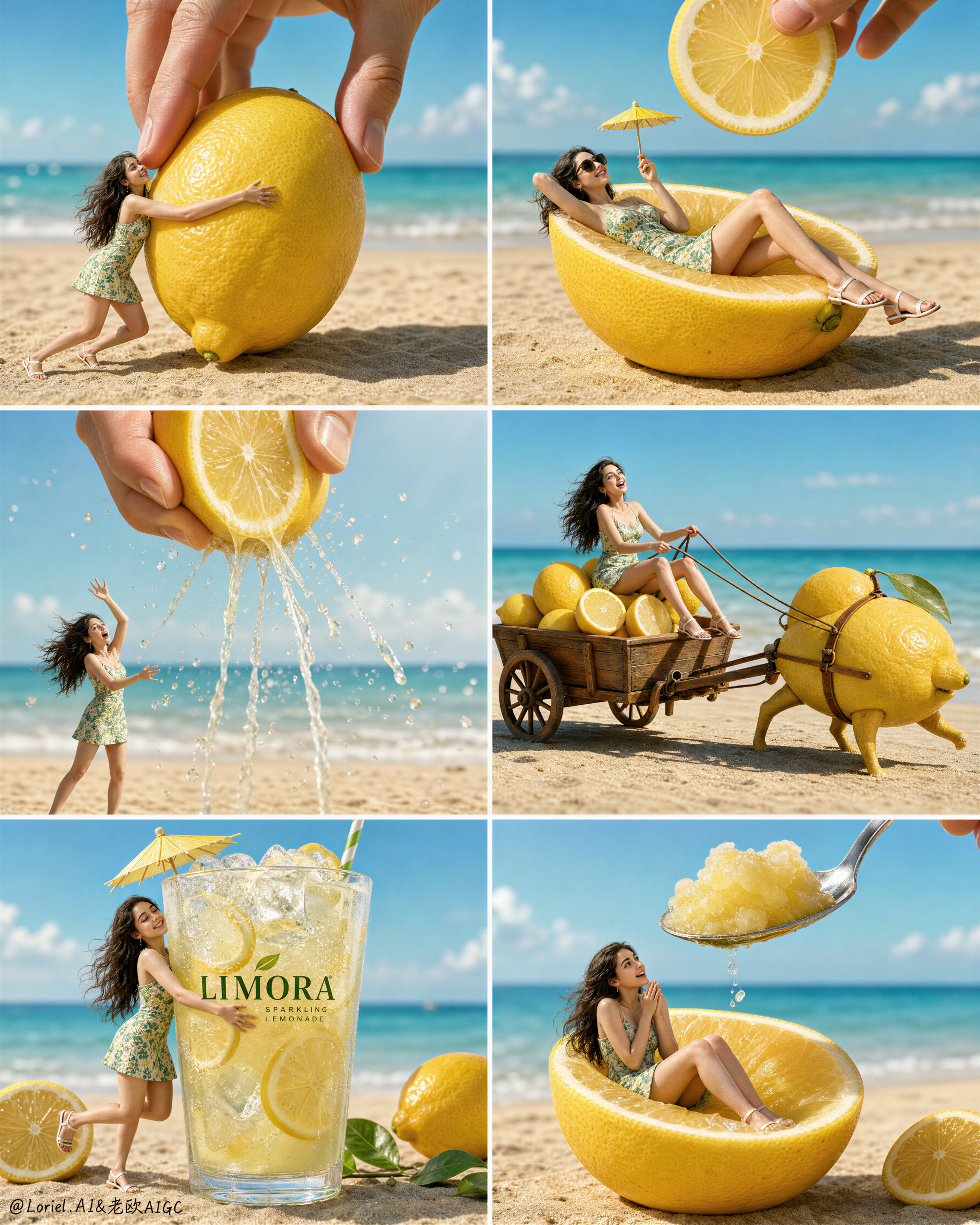 Six-Panel Miniature Lemon Drink Ad
