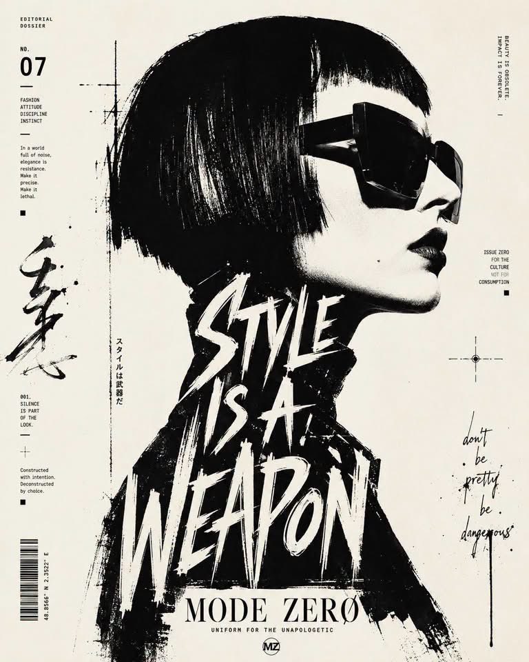 Black and white typography profile portrait poster